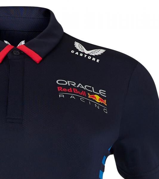 Oracle Red Bull Max-Verstappen Racing 2024 Formel 1 F1 Team Damen Polo-Shirt mit Sponsorenlogos Sport-Shirt 701231017 001 Navy