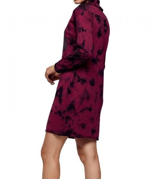 ROCKUPY Damen Sweat-Kleid mit Totenkopf-Print Pullover-Kleid Langarm-Kleid W-393822 Bordeaux/Schwarz