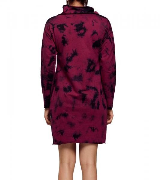 ROCKUPY Damen Sweat-Kleid mit Totenkopf-Print Pullover-Kleid Langarm-Kleid W-393822 Bordeaux/Schwarz