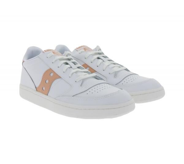 Saucony Jazz Court Damen Turnschuhe Echtleder mit EVA Zwischensohle S60759-8 Wei&szlig;/Rosa