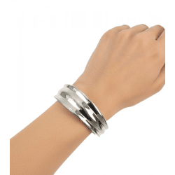 Stilvolles Calvin Klein Damen Armreif Edelstahl-Armband Arm-Schmuck Handgelenk-Schmuck Größe XS KJ4SMD0001 Silber