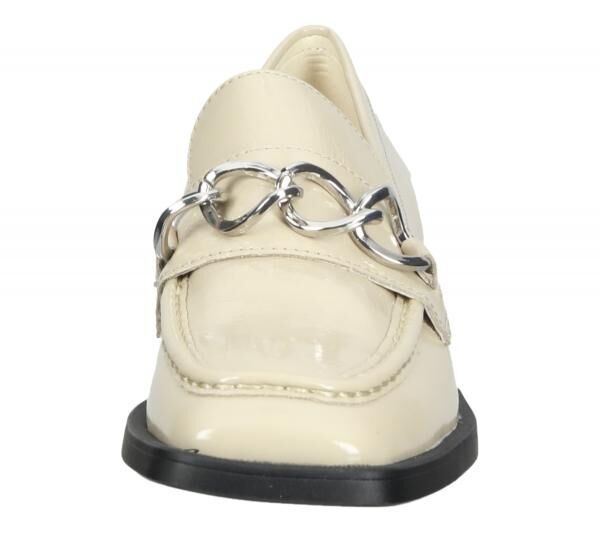 VAGABOND Damen Echtleder-Schuhe in Lack-Optik Mokassins Slipper mit Zierschnalle 5317-060-05 Beige/Silber