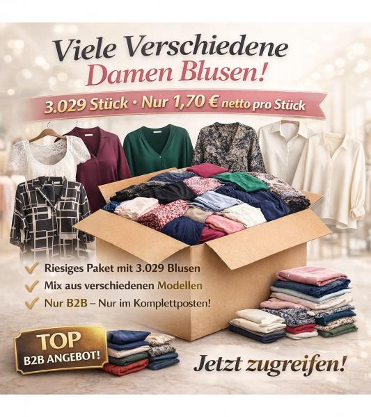 Viele Verschiedene Damen Blusen 3029 St&uuml;ck je nur 1,70&euro; netto Deutsche Versandhaus Ware