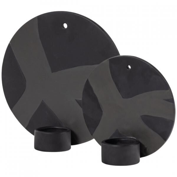 Wand-Teelichthalter schwarz 20 cm 2er Set