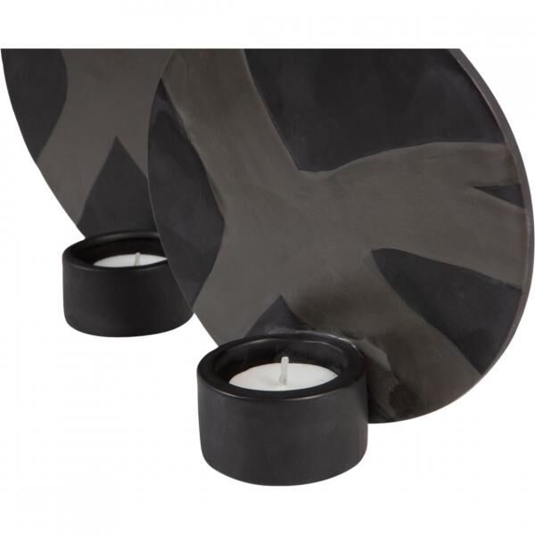Wand-Teelichthalter schwarz 20 cm 2er Set