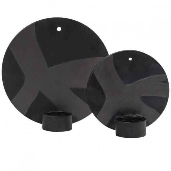 Wand-Teelichthalter schwarz 20 cm 2er Set