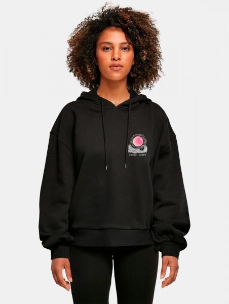 weicher Merchcode Damen Hoodie Kapuze Oversize 300 g/m&sup2; Schwarz