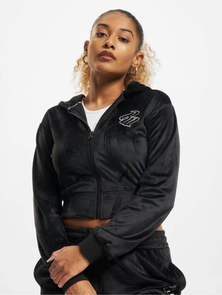 weicher Rocawear Damen Hoodie Kordelzug Taschen Schwarz