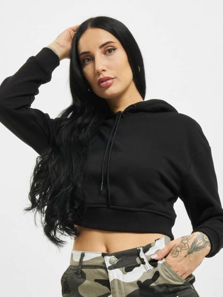 weicher Urban Classics Damen Hoodie Kordelzug Kapuze 300 g/m&sup2; mit Baumwolle Schwarz
