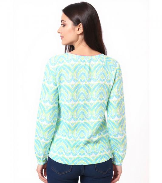 ZWILLINGSHERZ Damen Baumwoll-Bluse Sommer-Bluse Tunika-Shirt 33236-88 Gr&uuml;n/Wei&szlig;/Blau