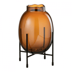 J-Line Vase auf Ständer Rauchglas braun 24 cm