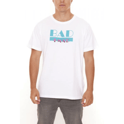 BAD+MAD Miami Tee Herren Sommer-Shirt mit großem Marken-Print Baumwoll-T-Shirt BMTR001 Weiß