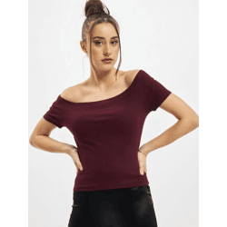bequemes Urban Classics Damen T-Shirt Stretch Rippstrick 180 g/m² mit Baumwolle Bordeaux-Rot