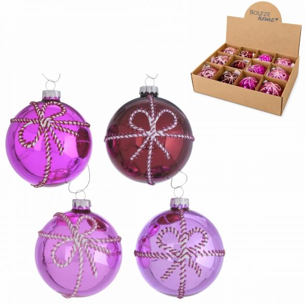 Boltze Laruna Glass Christmas Ornament, 8 cm, 4 assorted