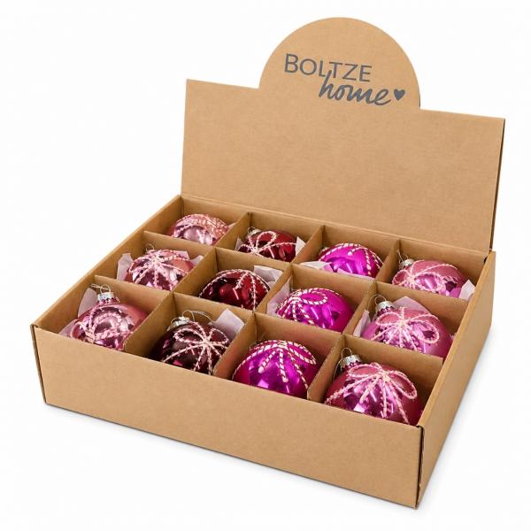 Boltze Laruna Glass Christmas Ornament, 8 cm, 4 assorted