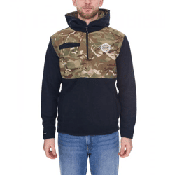 Denim Project Herren Fleece-Pullover mit Camouflage Muster Winter-Hoodie DP-10022-003 4341 Schwarz/Grün
