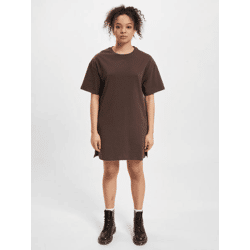 feminines DEF Damen Kleid mit Baumwolle Braun