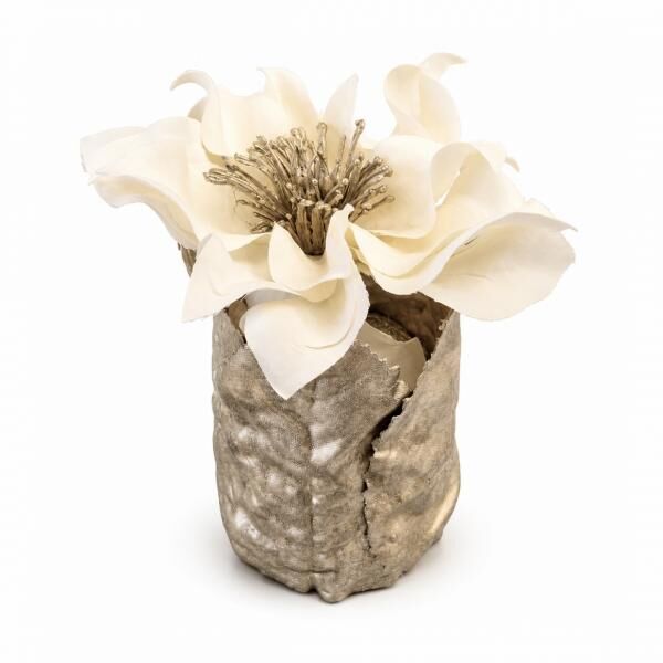 Kunstblume Helleborus im Topf, Blätter goldfarben/cremefarben, 10 cm