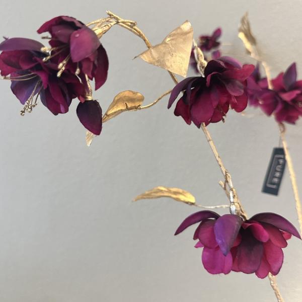Kunstzweig in Fuchsia-Lila/Gold, 120 cm