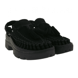 Modern KEEN UNEEK PLT Tassel Unisex Leather Platform Sandals – Stylish casual sandals with an innovative two-cord design 1030336 Black