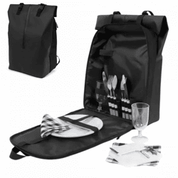 Norlander Picknick-Rucksack, schwarz, 14-teilig, 41 cm