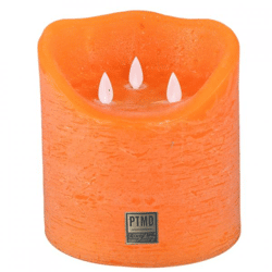 PTMD LED-Stumpenkerze, batteriebetrieben, XXL, orange, 15 x 15 cm