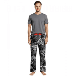 RE: COVERED X Star Wars™ Herren Pyjama-Hose Loungepants mit Raumschiff-Print Schlafanzug-Hose aus Baumwolle Modell RCDIF2107 Schwarz/Weiß