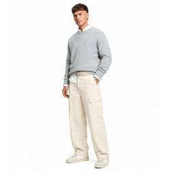 Stylish Men's Cargo Jeans, 2-Pocket Style Casual Pants with Multiple Pockets BR-8000-1000 Beige