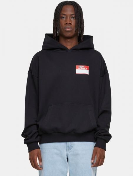 weicher Mister Tee Herren Hoodie Rippb&uuml;ndchen Kapuze mit Baumwolle Schwarz