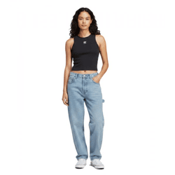 adidas Damen Tank-Top aus leichtem Rippstrick Crop-Top Baumwoll-Shirt Fitness-Shirt IJ8251 Schwarz