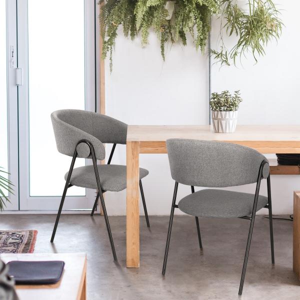 Armlehnstuhl Larisa grau im Loft-Stil, vier Metallbeine