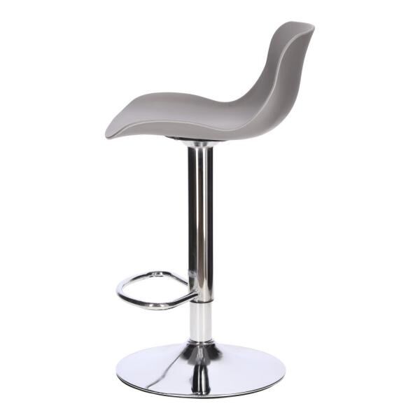 Barhocker Inge grau mit Lehne, h&ouml;henverstellbar und drehbar