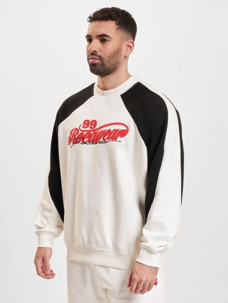 bequemes Rocawear Herren Sweatshirt Rippb&uuml;ndchen mit Baumwolle Wei&szlig;/Schwarz
