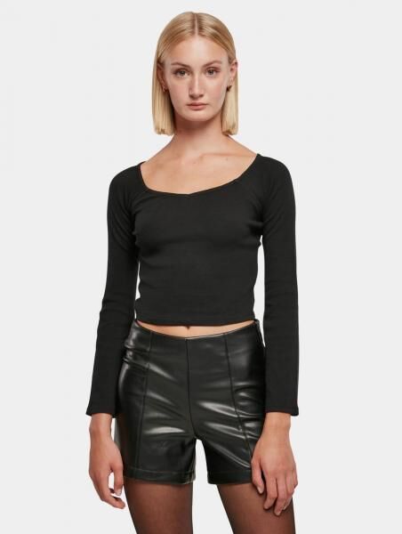 bequemes Urban Classics Damen Sweatshirt Stretch Slim Fit 180 g/m&sup2; mit Baumwolle Schwarz