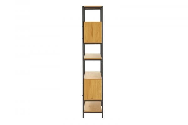 B&uuml;cherregal Lattes 175 cm, Metall schwarz mit Eichedekor, Loft-Stil