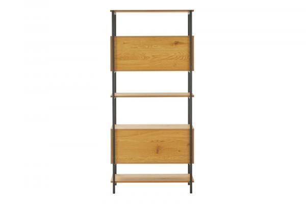 B&uuml;cherregal Lattes 175 cm, Metall schwarz mit Eichedekor, Loft-Stil