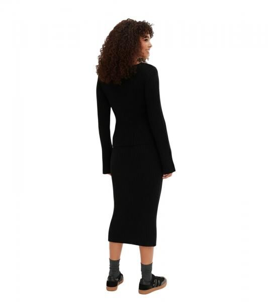 figurbetonender Damen Strick-Pullover mit Karree-Ausschnitt Alltags-Pullover 915030 Schwarz