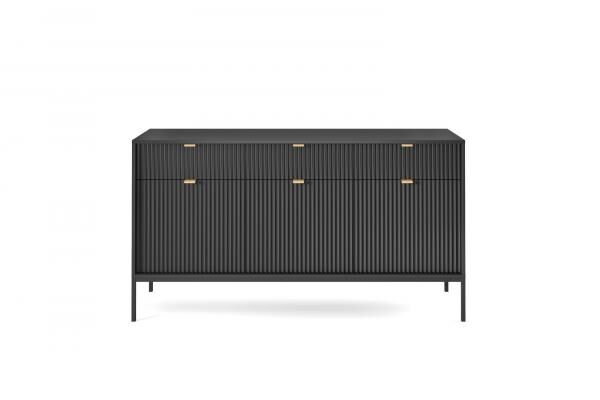 Kommode Delicious 2 gross, schwarz mit goldenen Griffen, Glamour-Stil