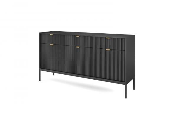 Kommode Delicious 2 gross, schwarz mit goldenen Griffen, Glamour-Stil