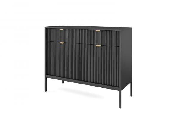Kommode Delicious 2 schwarz mit goldenen Details, Glamour-Stil