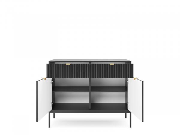 Kommode Delicious 2 schwarz mit goldenen Details, Glamour-Stil
