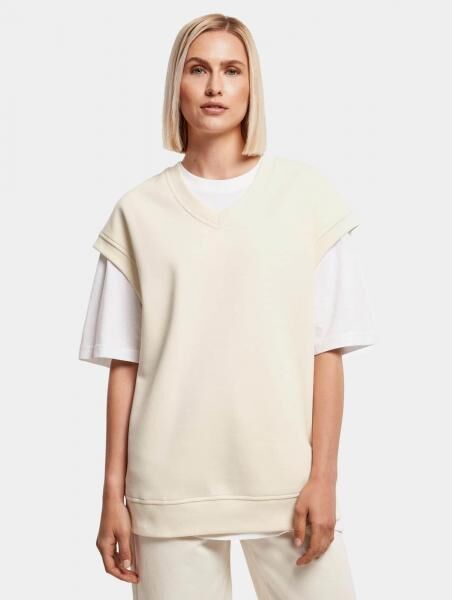l&auml;ssiges Urban Classics Damen Sweatshirt Oversize Fleece 300 g/m&sup2; mit Baumwolle Ecru-Wei&szlig;
