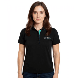 Mercedes-Benz AMG Petronas F1 MAPF1 Polo Damen Baumwoll-Shirt Polo-Shirt mit Team-Logos und farblichen Akzenten Kurzarm-Shirt 701227044 001