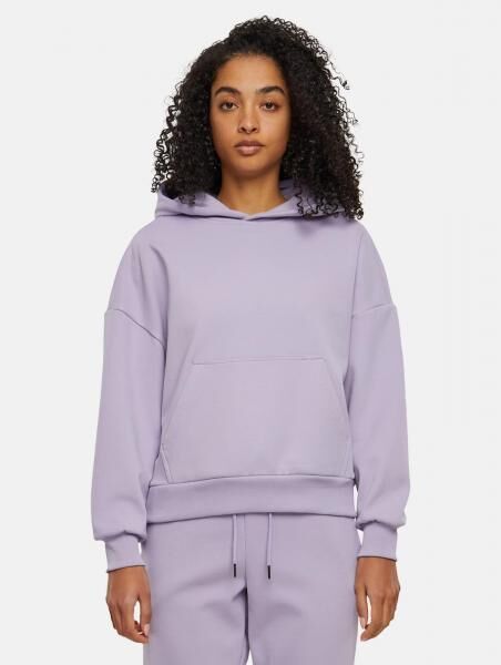 moderner Urban Classics Damen Hoodie Stretch Rippb&uuml;ndchen Kapuze mit Baumwolle Violett