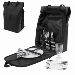 Norlander Picknick-Rucksack, schwarz, 14-teilig, 41 cm