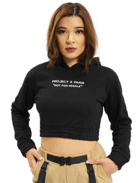 Project X Paris Kurzer Fleece-Hoodie zum &Uuml;berziehen, schwarz