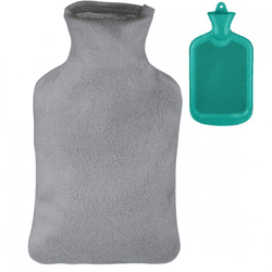 Relaxdays Wärmflasche mit Hülle türkis/grau 2 L