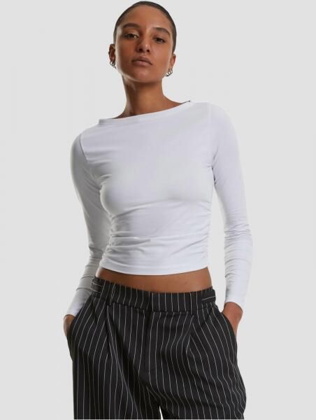 sportliches URBAN CLASSICS Damen T-Shirt Slim Fit mit Baumwolle Wei&szlig;