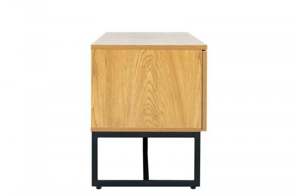 TV-Lowboard Capri 150 cm mit Rattanfronten, schwarzes Metallgestell