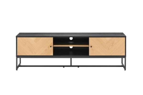 TV-Lowboard Clar 160 cm, Eichedekor mit schwarzem Metall, modern